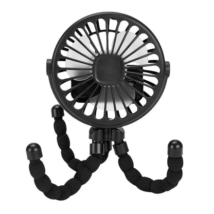 Ventilador de Cochecito para Bebés con Trípode Flexible, Ventilador Portátil de Mano con Carga USB, Mini Ventilador de Escritorio de 500mAh para Cochecito de Bebé y Estudiantes