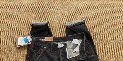 Jeans cónicos casuales rectos lavados de mezclilla de alta gama con corte 3D, peso pesado, estilo retro americano, cómodos, a la moda para hombres, Otoño 2025