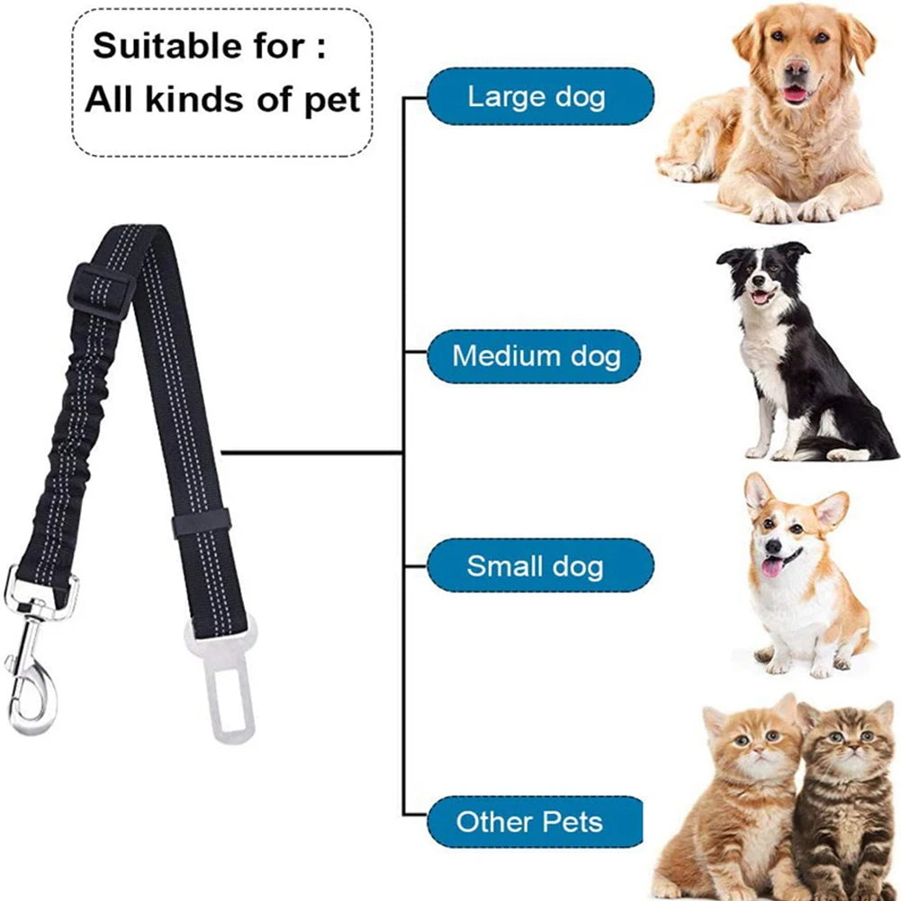 Pet Car Seat Belt Nylon Lead Leash Vehicle  Backseat Safety Belt Adjustable Dogs Harness Collar Outdoor Walking Pet Accessories