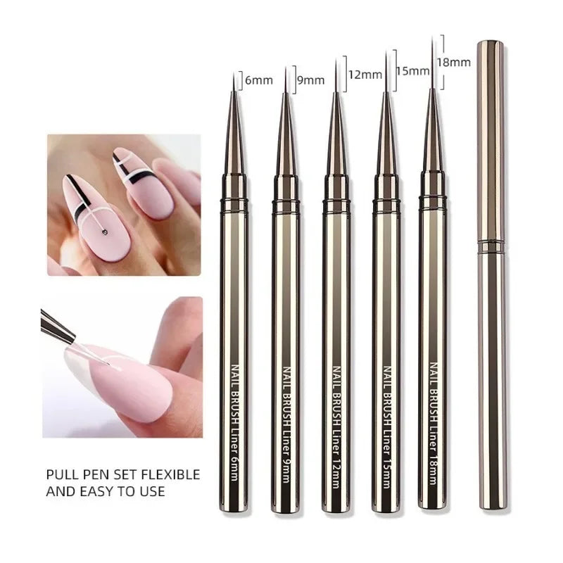 Nails Art Liner Brushes Elongated Lines Striping Drawing Painting  6/9/12/15/18mm Design Pen Professional Manicure Tool New