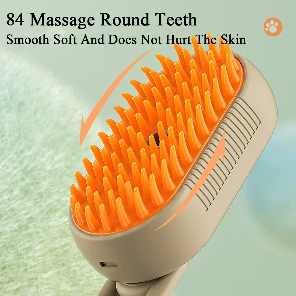 Cepillo de vapor giratorio para gatos y perros, peine eléctrico pulverizador para eliminar el pelo, cepillo de gato de silicona suave para masaje, peine de aseo, accesorios para mascotas