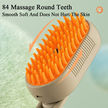 Cepillo de vapor giratorio para gatos y perros, peine eléctrico pulverizador para eliminar el pelo, cepillo de gato de silicona suave para masaje, peine de aseo, accesorios para mascotas