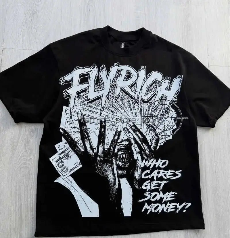 Y2k Harajuku Streetwear Men's New Summer Fashion Short Sleeved Cartoon Print Design Shirt Retro Hip Hop Trend Oversized T-Shirt