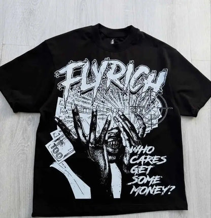 Y2k Harajuku Streetwear Men's New Summer Fashion Short Sleeved Cartoon Print Design Shirt Retro Hip Hop Trend Oversized T-Shirt