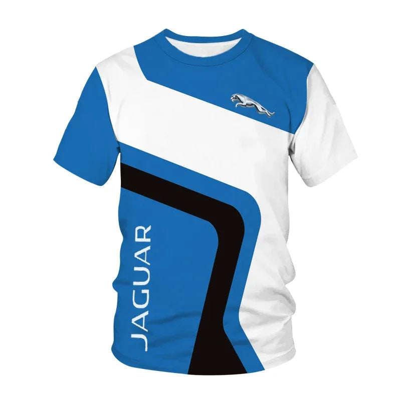 Camisetas Jaguar para hombre y mujer, ropa de calle con estampado de carreras 3D, deportiva, casual, a la moda, oversize, cuello redondo