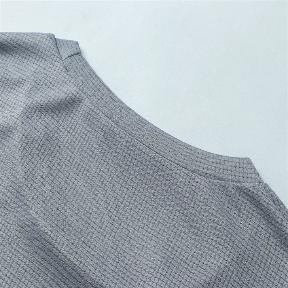 Camiseta de verano elástica para hombre, transpirable, de seda helada, de manga corta, casual, de secado rápido, para gimnasio, correr, ropa masculina