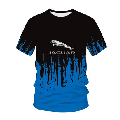 Camisetas Jaguar para hombre y mujer, ropa de calle con estampado de carreras 3D, deportiva, casual, a la moda, oversize, cuello redondo