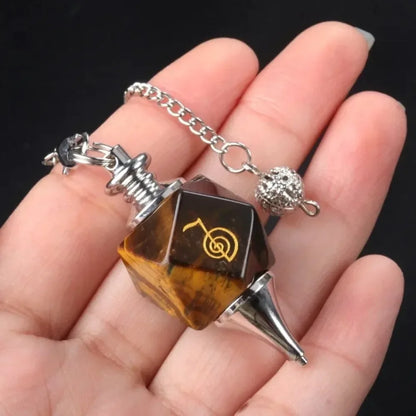 New Semi-precious Stone Chakra Pendulum Lapis Amethyst Semi-precious Stone Pendulum Cho Ku Rei Symbols Energy Pendulum