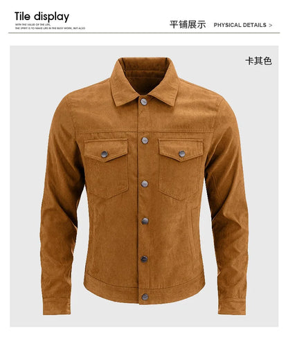 Chaqueta estilo británico de primavera y otoño para hombre, chaqueta informal de gamuza, moderna con botones, personalidad informal, ropa nueva para hombre.