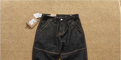 Jeans cónicos casuales rectos lavados de mezclilla de alta gama con corte 3D, peso pesado, estilo retro americano, cómodos, a la moda para hombres, Otoño 2025