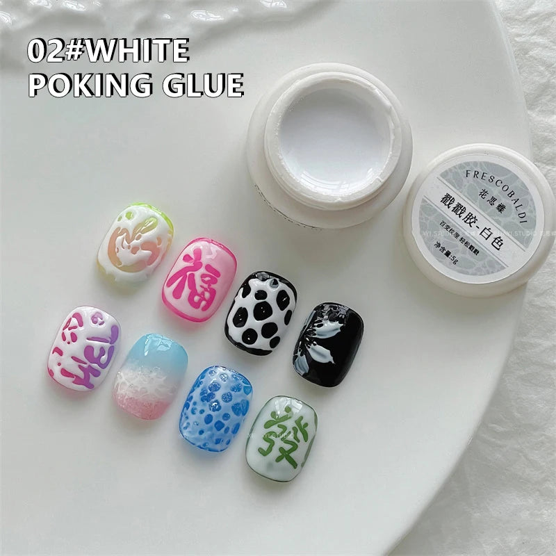 New Nail Poke Poke Nail Art Glue Black White Wave Texture Lace Hole Nail Painting Art Gel DIY Manicure Decoration Nails Salon