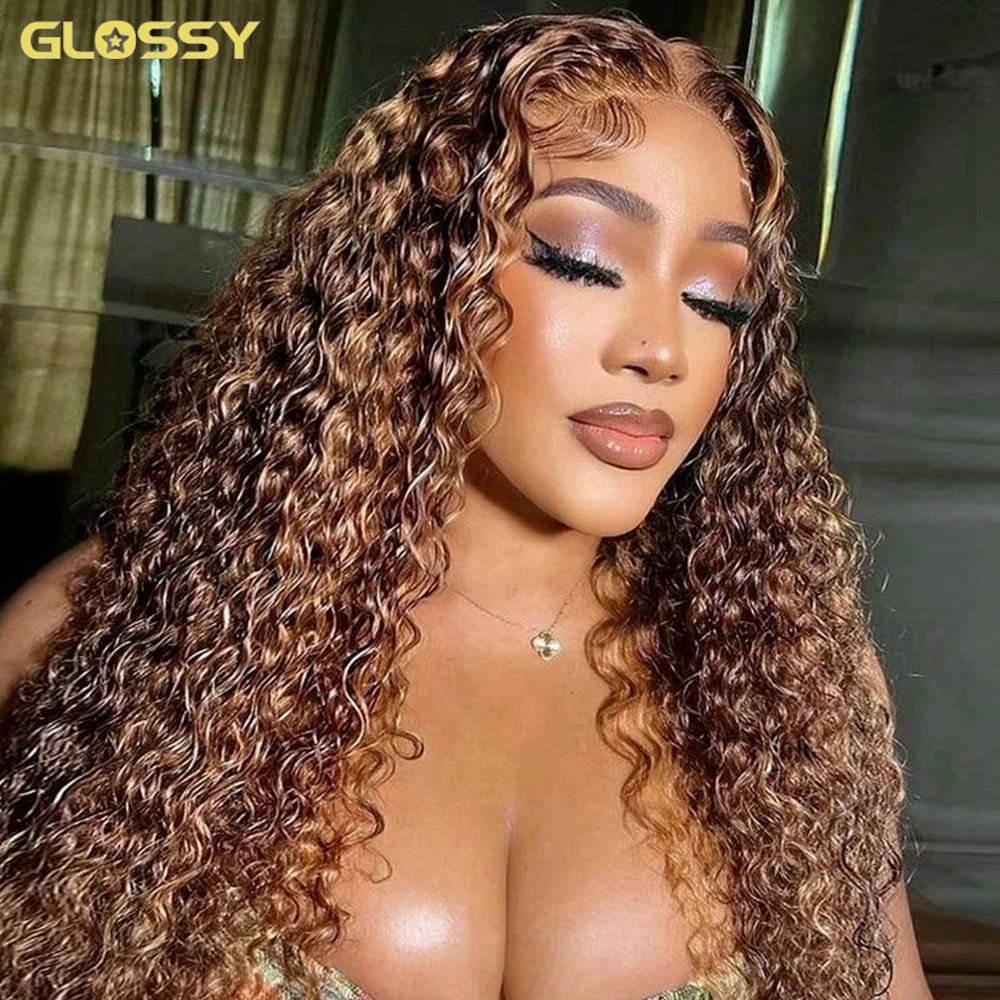 Deep Wave Honey Blonde Glueless Wig Human Hair Ready To Wear And Go Pre Plucked 13x6 Hd Water Curly Lace Frontal Wig For Women