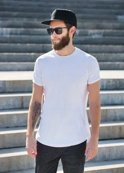Camiseta de hombre de verano de algodón puro, a la moda, casual, holgada, con estampado de calavera y conejo, cuello redondo, manga corta, para deporte