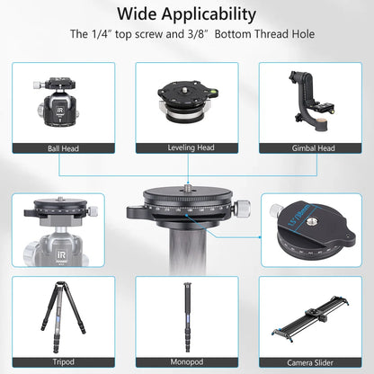 VICELK Leveling Base Tripod Head+360° Panoramic Pan Base for Macro Panoramic Photography with +/-5 Degree Precision Adjustment