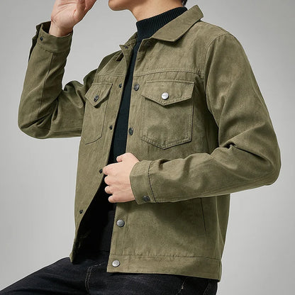 Chaqueta estilo británico de primavera y otoño para hombre, chaqueta informal de gamuza, moderna con botones, personalidad informal, ropa nueva para hombre.