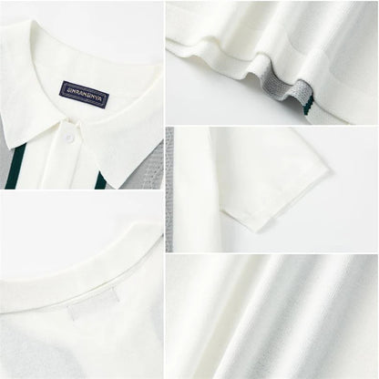 Camisas tipo polo Jacquard estilo europeo para hombre, tejido de punto, informal de negocios, frescura veraniega, viscosa de calidad, elásticas, sedosas