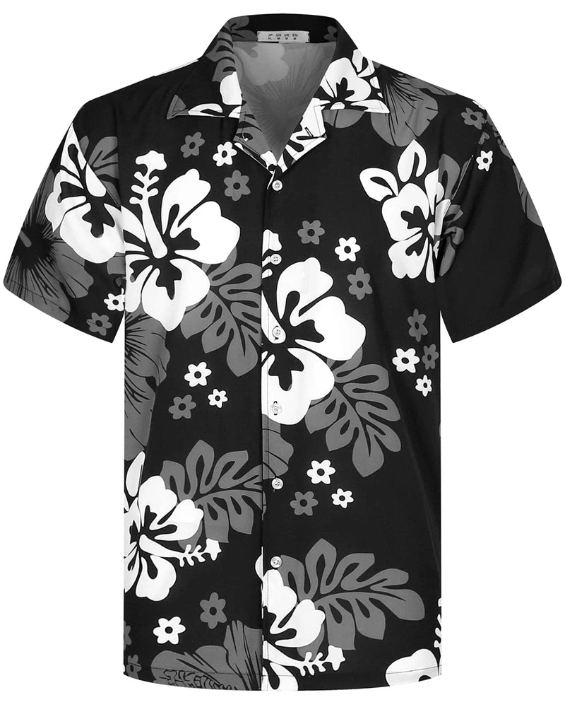 Camisas Hawaianas de Verano para Hombre, Manga Corta, Botones, Estampado de Árboles de Coco, Camisa Casual de Playa Aloha Tallas Grandes 6XL, Ropa para Hombre