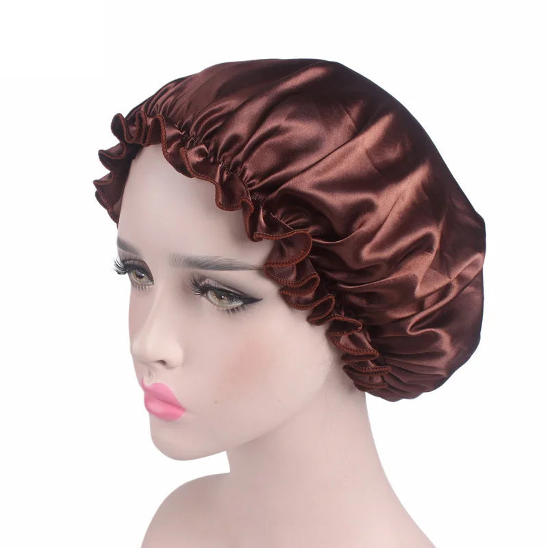 New Satin Hair Cap for Sleeping Invisible Flat Imitation Silk Round Haircare Women Headwear Ceremony Adjusting Button Night Hat