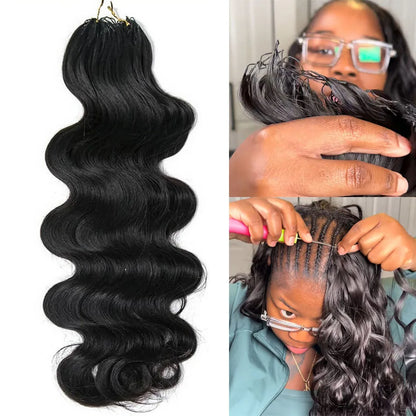 Honey Blonde Highlight Body Wave Crochet Human Hair Pre-Separated Invisble Miracle Knot Braids Feather Crochet Hair Extensions