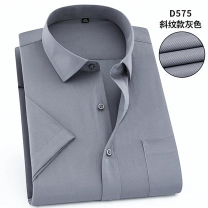 Nueva camisa de manga corta para hombre 7XL8XL de negocios casual sin planchado de alta calidad tallas grandes ropa de carga de moda de primavera y verano
