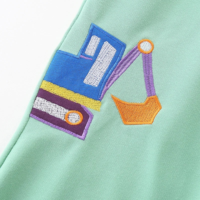 Little maven Pantalones deportivos CAR para bebés, ropa para niños con bordado de dibujos animados de excavadora, pantalones de algodón para niños, joggers
