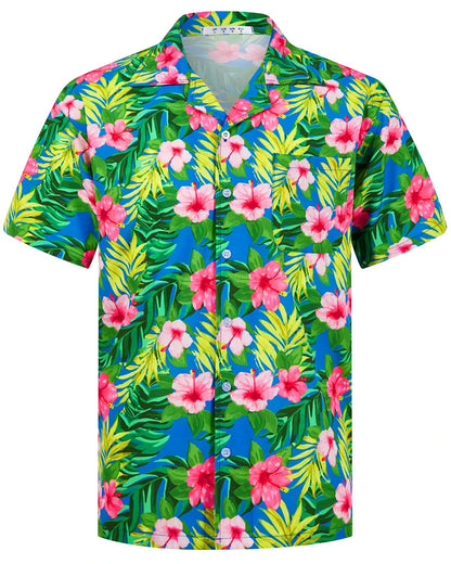 Camisas Hawaianas de Verano para Hombre, Manga Corta, Botones, Estampado de Árboles de Coco, Camisa Casual de Playa Aloha Tallas Grandes 6XL, Ropa para Hombre