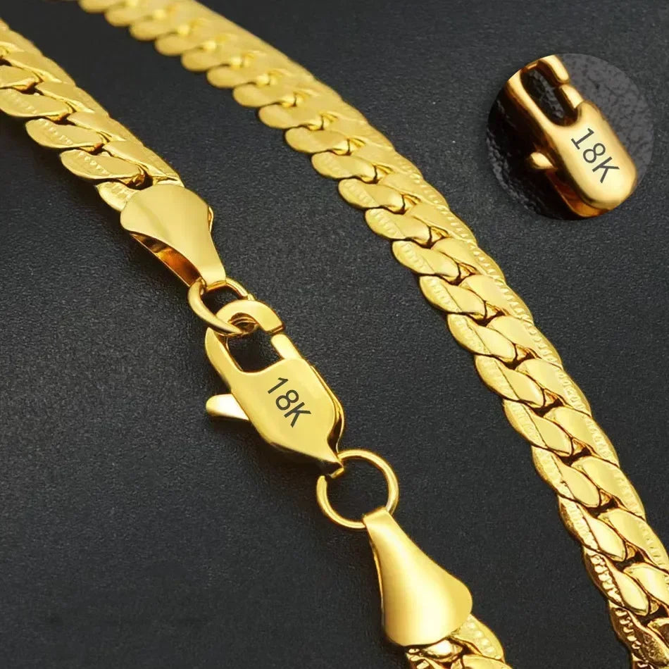 New arrive 925 Sterling Silver 6MM 18K Gold Full Sideways Figaro Chain Necklace For Woman Man Fashion Wedding designer Jewelry