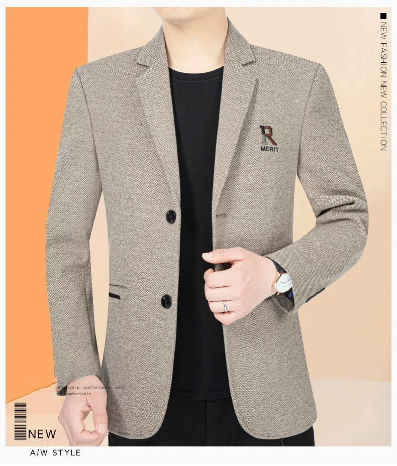 TFETTERS Brand 2025 Spring Business Blazer for Men Solid Autumn Casual Men's Jacket Blazer Fashion Single Breasted Suits Mens