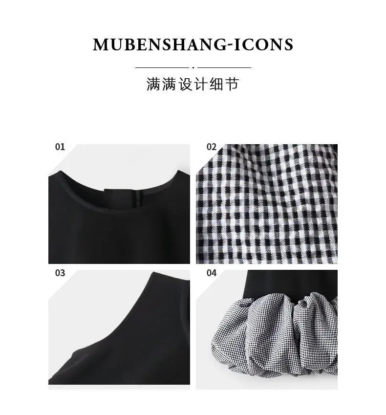 2025 Corea Niñas Bebé Vestido Verano Primavera Otoño Cuadros Retazos Vestidos Casuales Moda Niños Ropa Vestidos