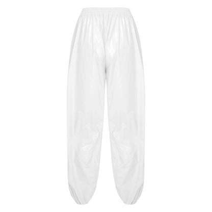 Pantalones Holgados Brillantes para Hombre Y2K con Cordón en la Cintura, Elástico en la Cintura, Bolsillos Laterales, Pantalones de Chándal Holgados y Brillantes, Disfraces de Hip Hop