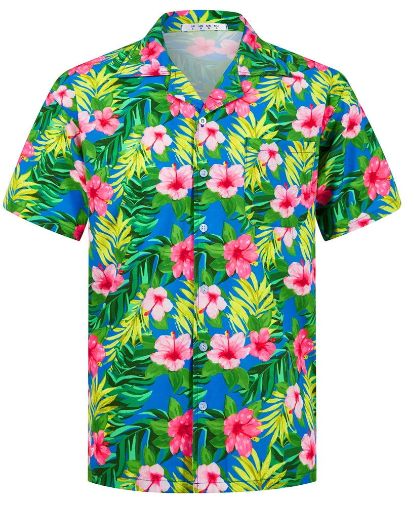 Camisas Hawaianas de Verano para Hombre, Manga Corta, Botones, Estampado de Árboles de Coco, Camisa Casual de Playa Aloha Tallas Grandes 6XL, Ropa para Hombre
