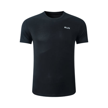 Camiseta de verano elástica para hombre, transpirable, de seda helada, de manga corta, casual, de secado rápido, para gimnasio, correr, ropa masculina