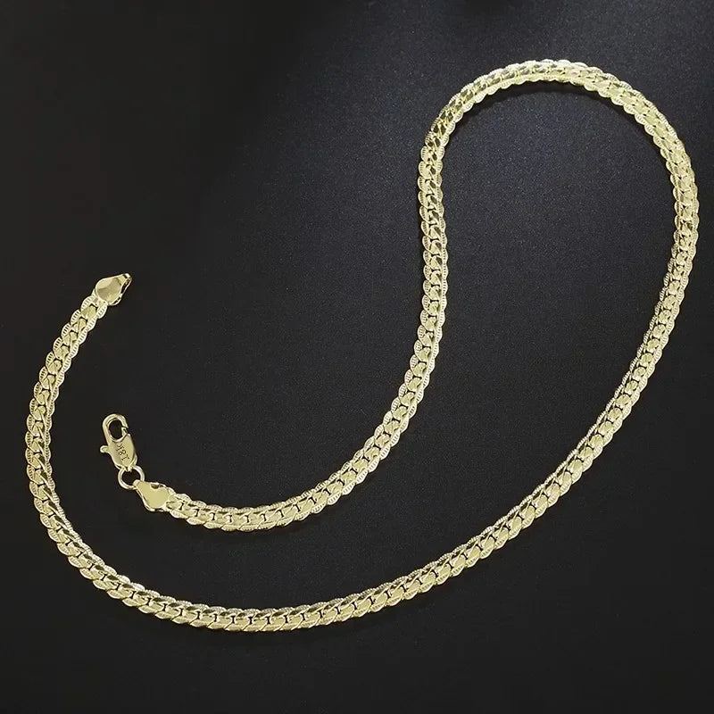New arrive 925 Sterling Silver 6MM 18K Gold Full Sideways Figaro Chain Necklace For Woman Man Fashion Wedding designer Jewelry