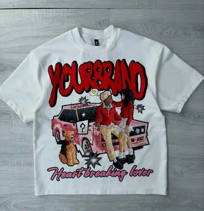 Y2k Harajuku Streetwear Men's New Summer Fashion Short Sleeved Cartoon Print Design Shirt Retro Hip Hop Trend Oversized T-Shirt