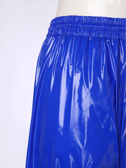 Pantalones Holgados Brillantes para Hombre Y2K con Cordón en la Cintura, Elástico en la Cintura, Bolsillos Laterales, Pantalones de Chándal Holgados y Brillantes, Disfraces de Hip Hop