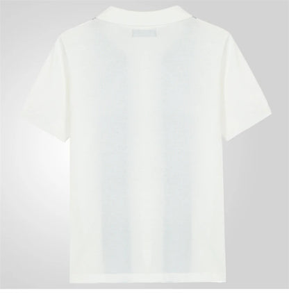 Camisas tipo polo Jacquard estilo europeo para hombre, tejido de punto, informal de negocios, frescura veraniega, viscosa de calidad, elásticas, sedosas
