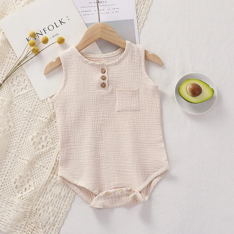 Peleles de bebé de verano 2022 para niños y niñas, body de muselina sin mangas para recién nacidos, ropa de moda para bebé, conjuntos para niños pequeños