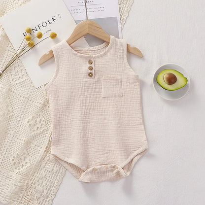 Peleles de bebé de verano 2022 para niños y niñas, body de muselina sin mangas para recién nacidos, ropa de moda para bebé, conjuntos para niños pequeños