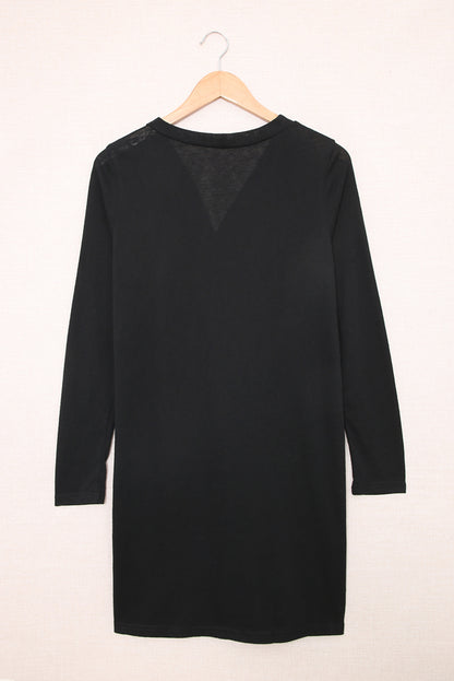 Black Solid Color Open-Front Buttons Cardigan - Snoopy's Closet