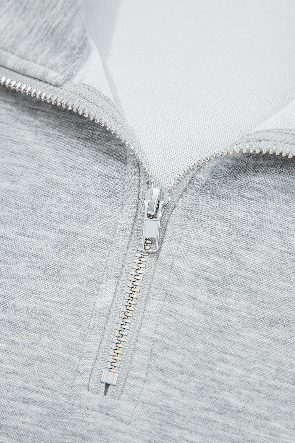Light Grey Zip Collar Long Sleeve Top Drawstring Pants Set - Snoopy's Closet
