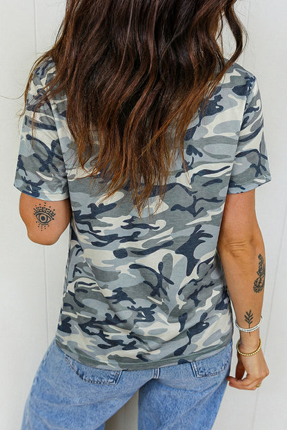 Green Camouflage KENTUCKY Crew Neck Summer Top - Snoopy's Closet