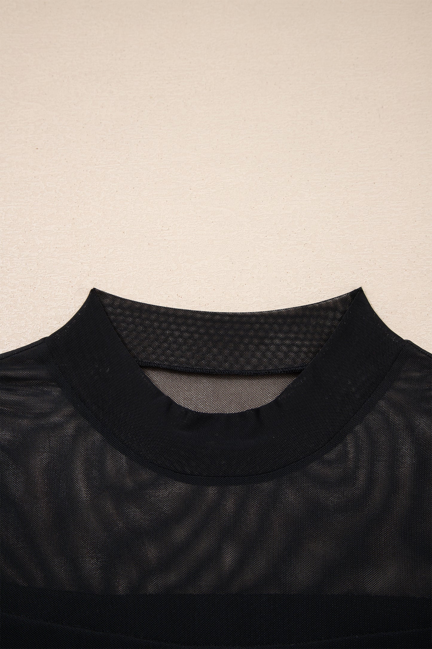 Black Sheer Mesh Patchwork Cap Sleeve T Shirt - Snoopy's Closet