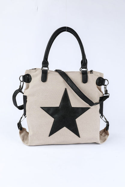 Beige Casual Five-pointed Star Canvas Tote Bag - Snoopy's Closet