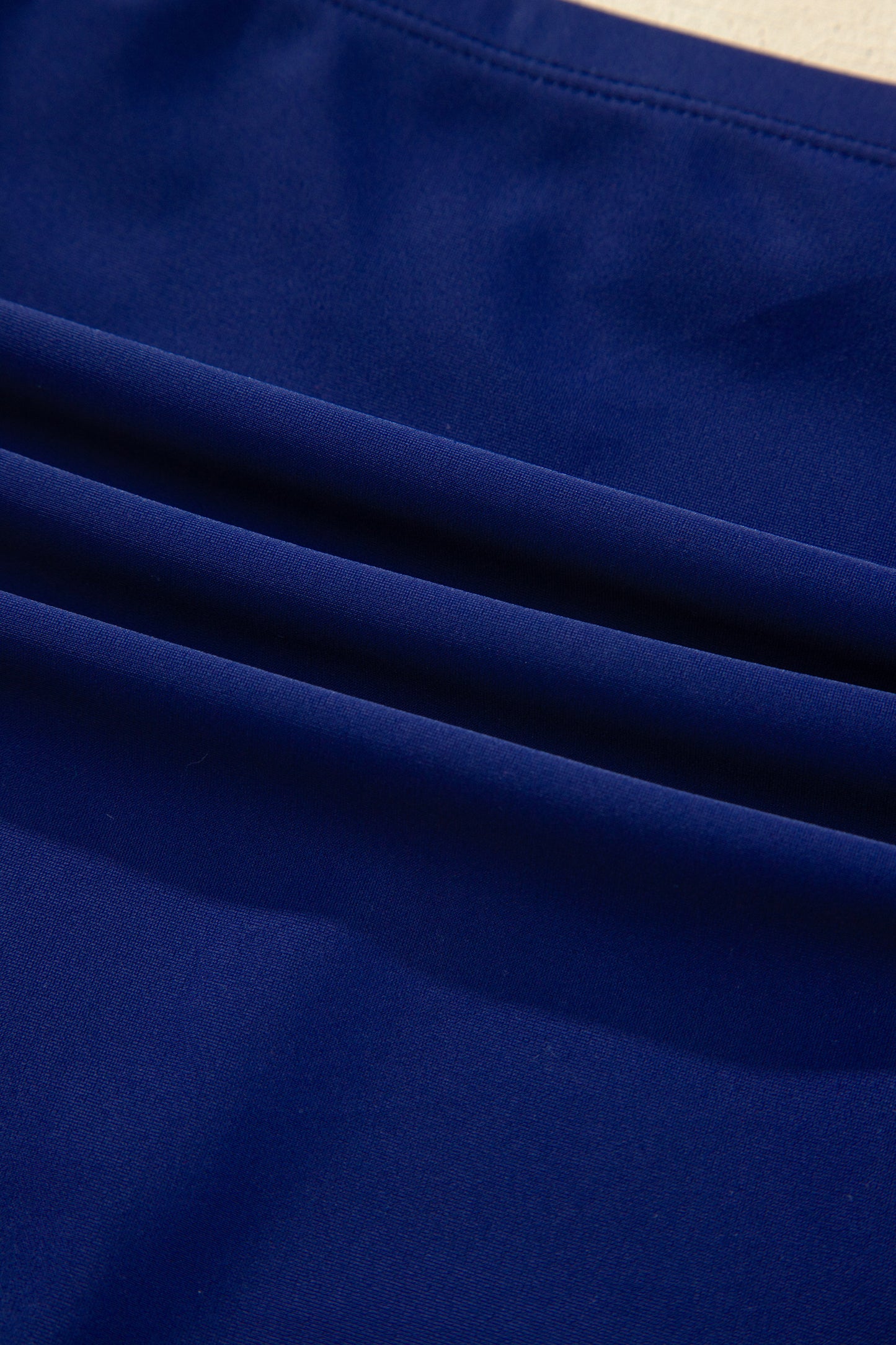 Dark Blue Shell Stitched Trim V Neck Textured Mix and Match High Waist Bikinis - Snoopy's Closet