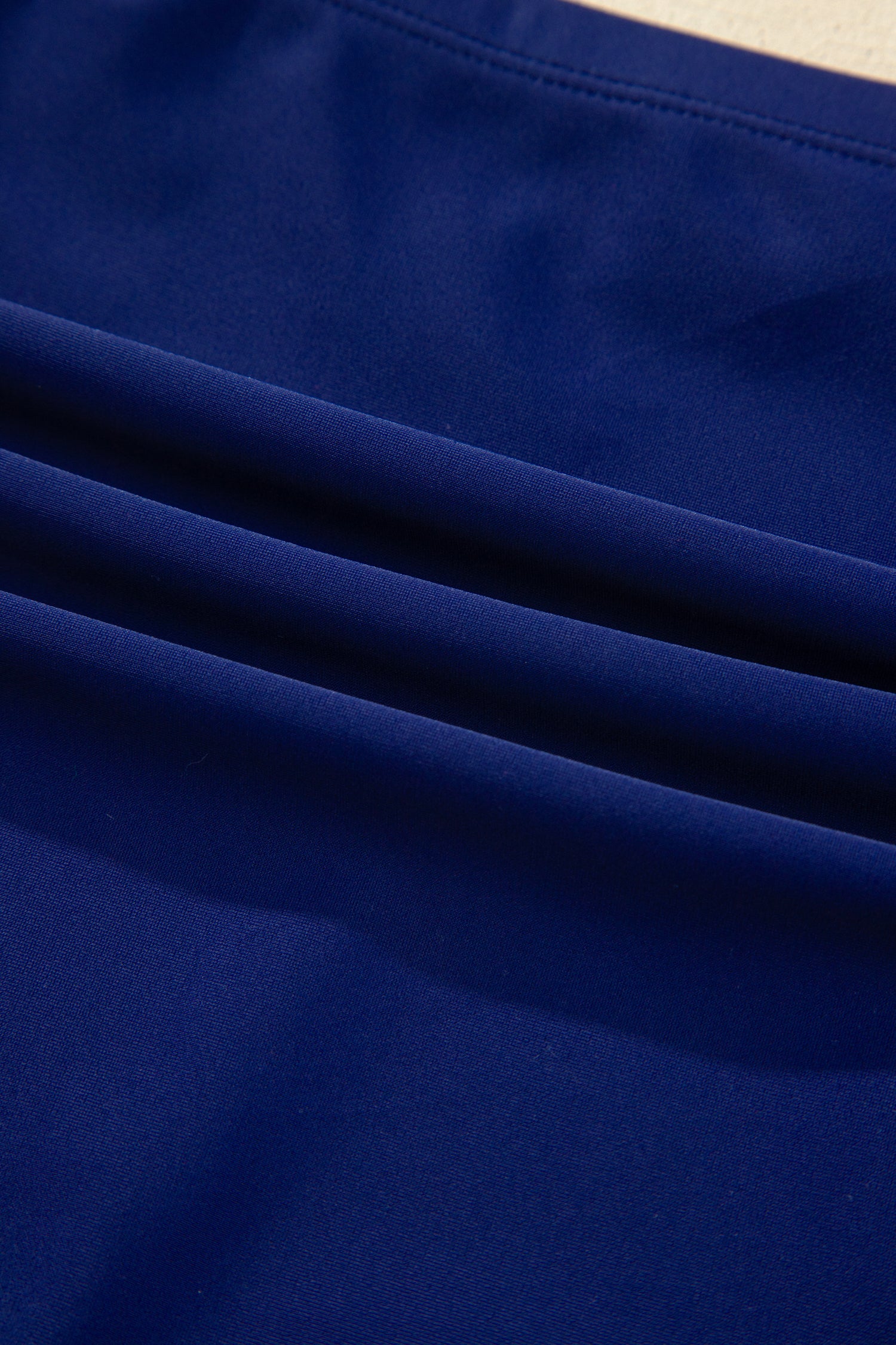 Dark Blue Shell Stitched Trim V Neck Textured Mix and Match High Waist Bikinis - Snoopy's Closet