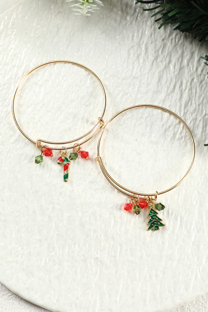 Gold Christmas Candy Cane Beading Pendant Bracelet - Snoopy's Closet