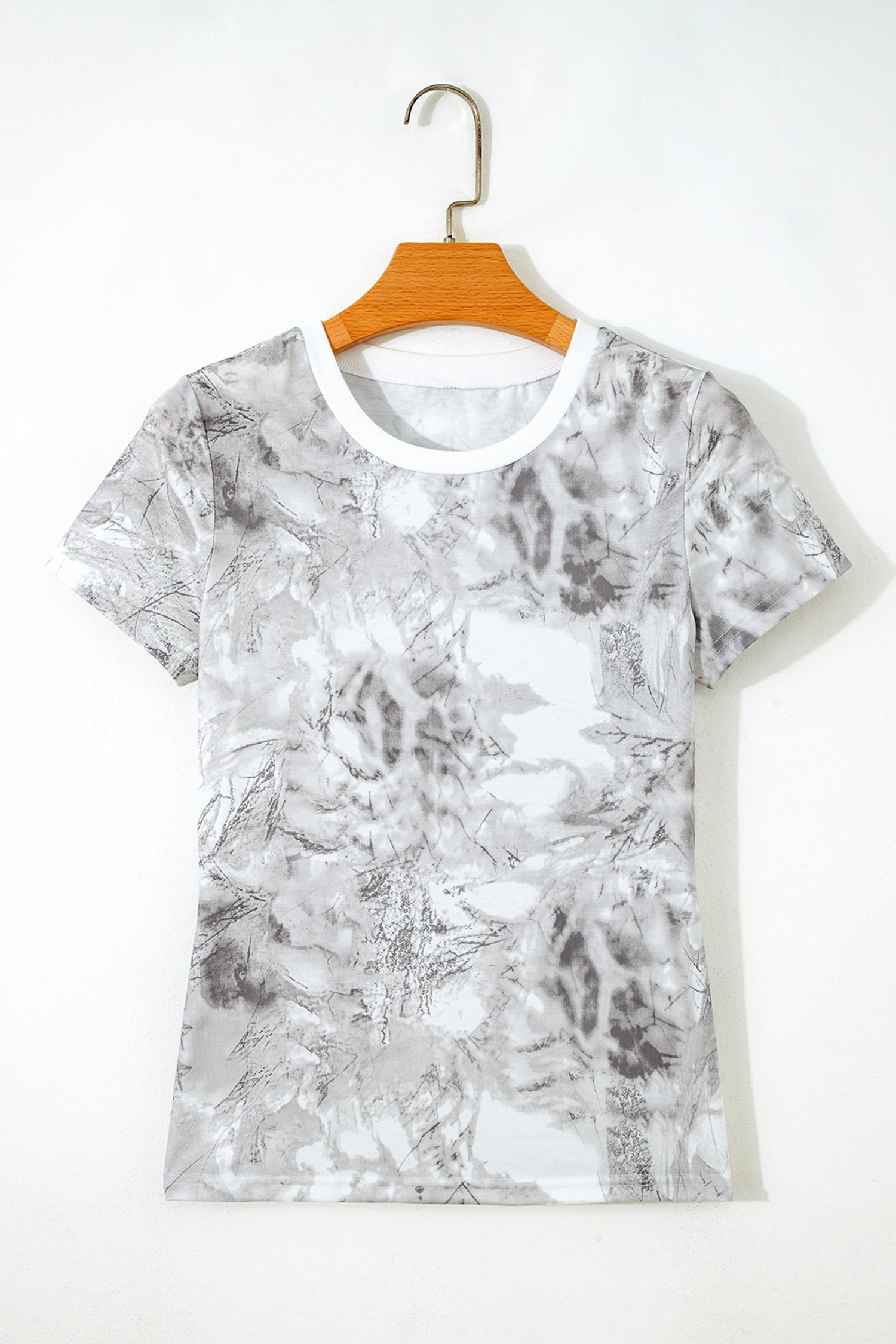 Gray Abstract Woodland Print Slim Fitted T Shirt - Snoopy's Closet