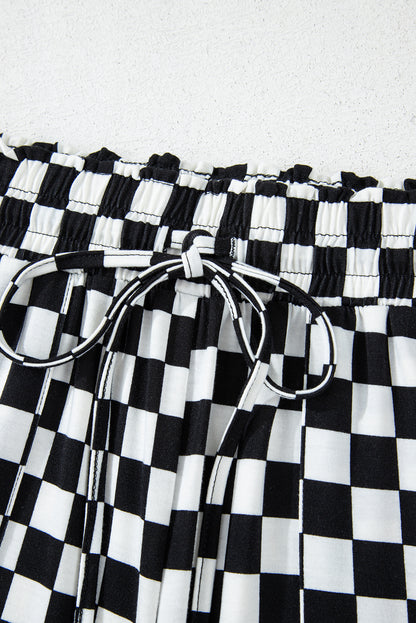 Black Checkered Print Long Sleeve Top and Pants Lounge Set - Snoopy's Closet