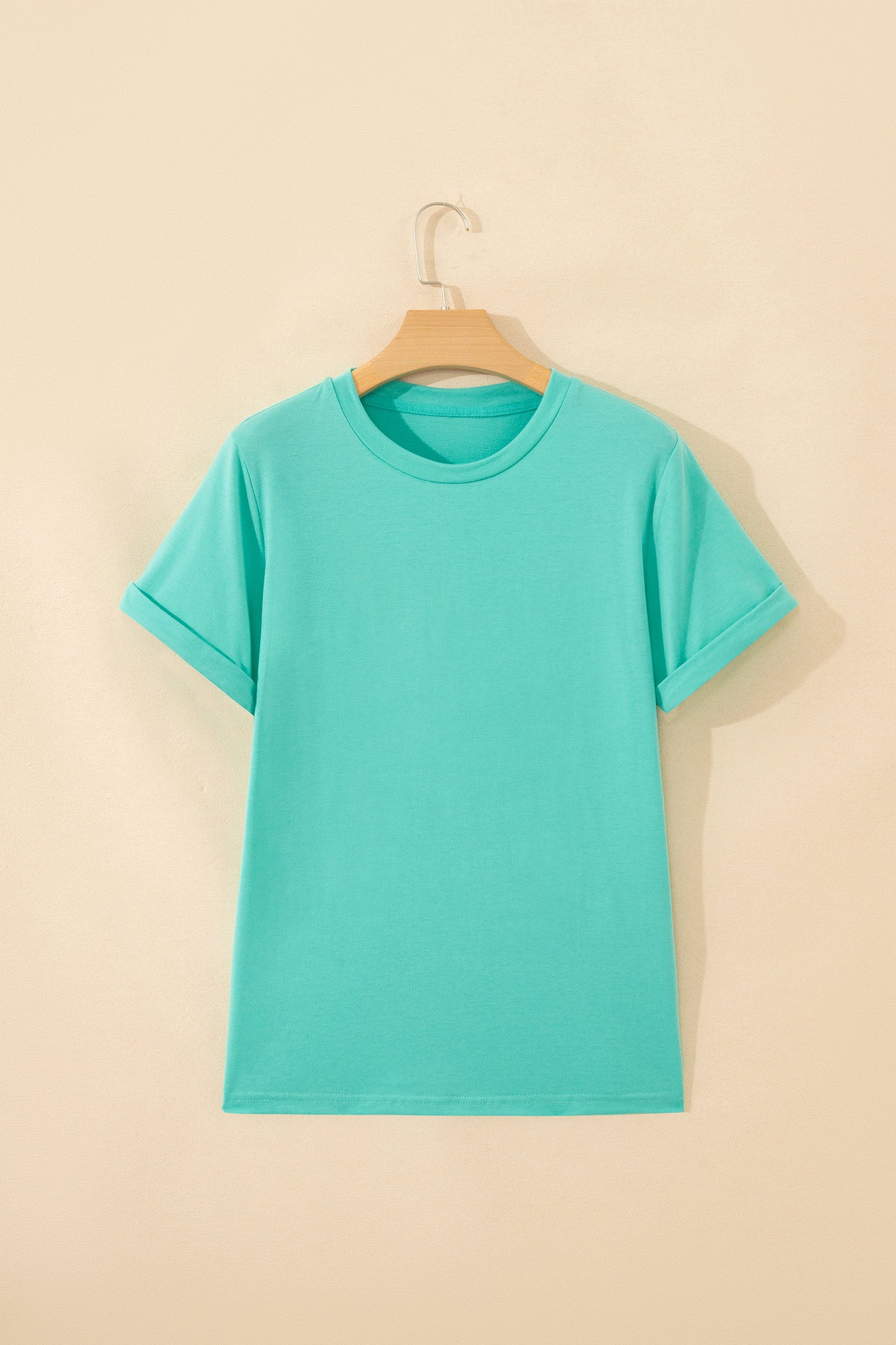 Mint Green Casual Plain Crew Neck Tee - Snoopy's Closet