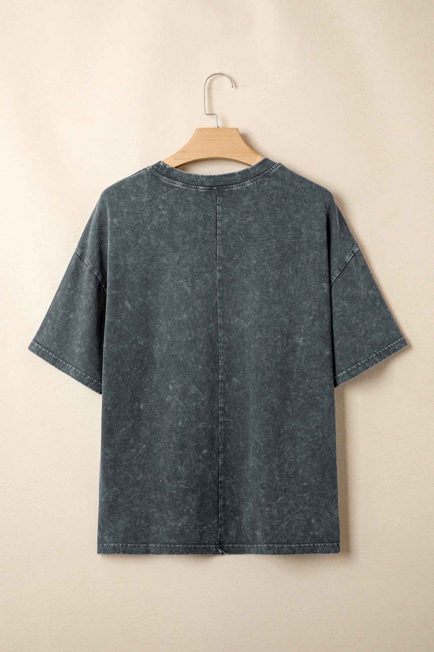 Dark Grey Solid Color Cotton Mineral Washed Oversize Tee